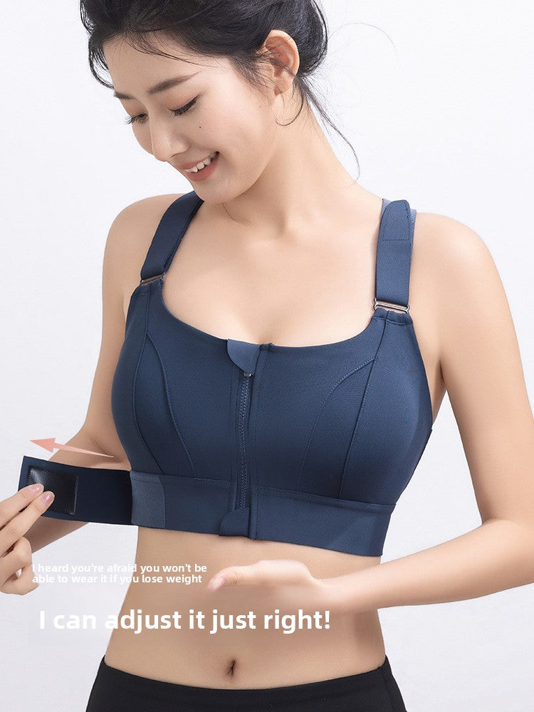 Adjustable Front Zipper Yoga Sports Bra