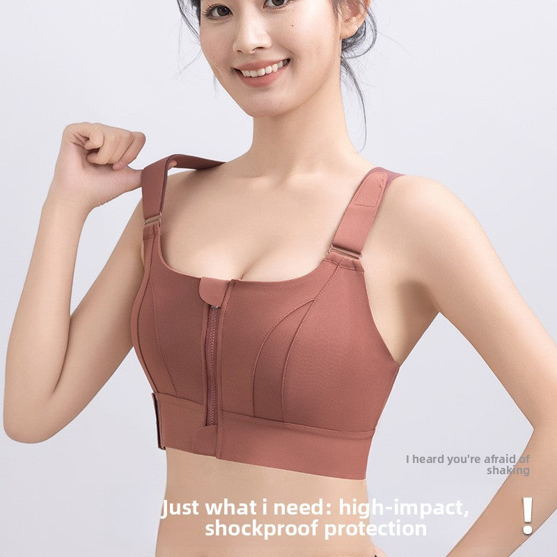 Adjustable Front Zipper Yoga Sports Bra