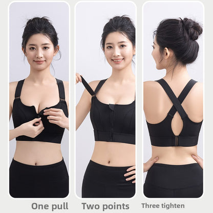 Adjustable Front Zipper Yoga Sports Bra