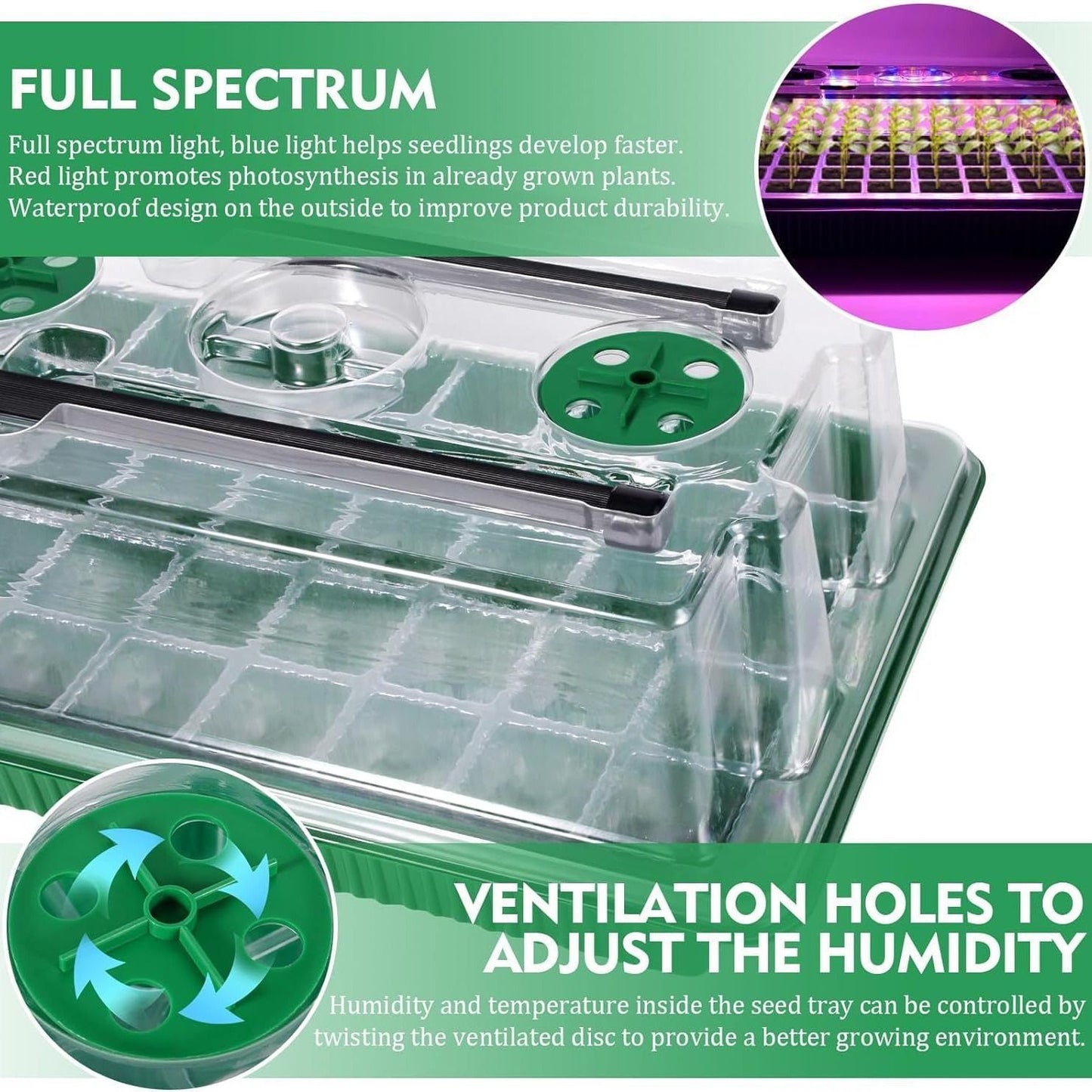 Adjustable Full Spectrum Plant Growing Lamp with Seedling Trays