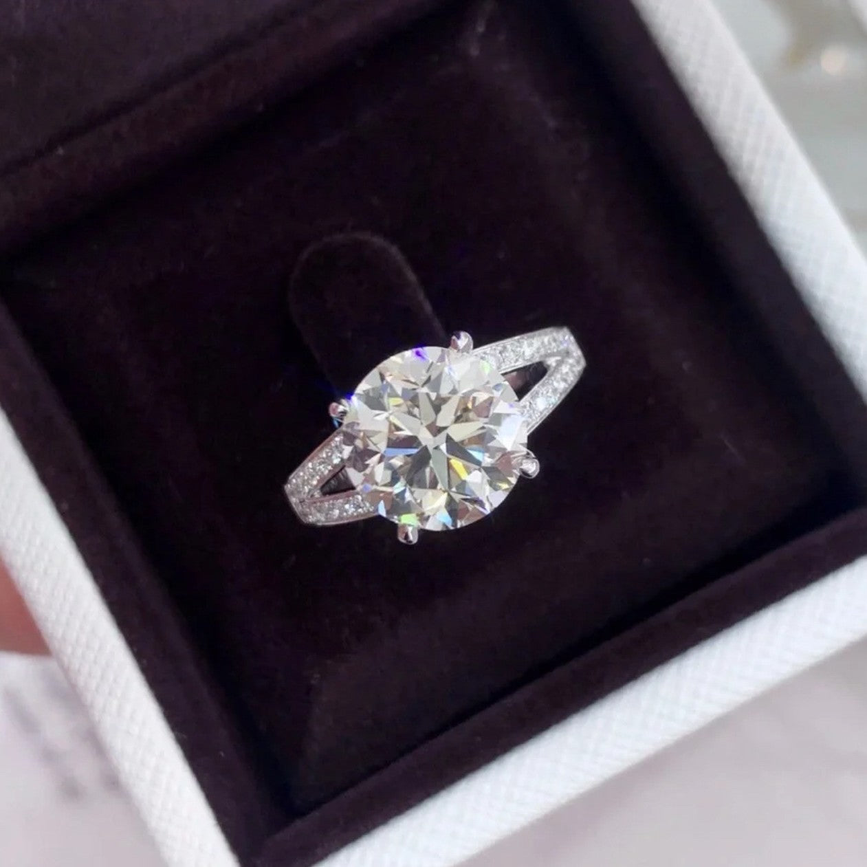 Adjustable Geometric Moissanite Open Ring