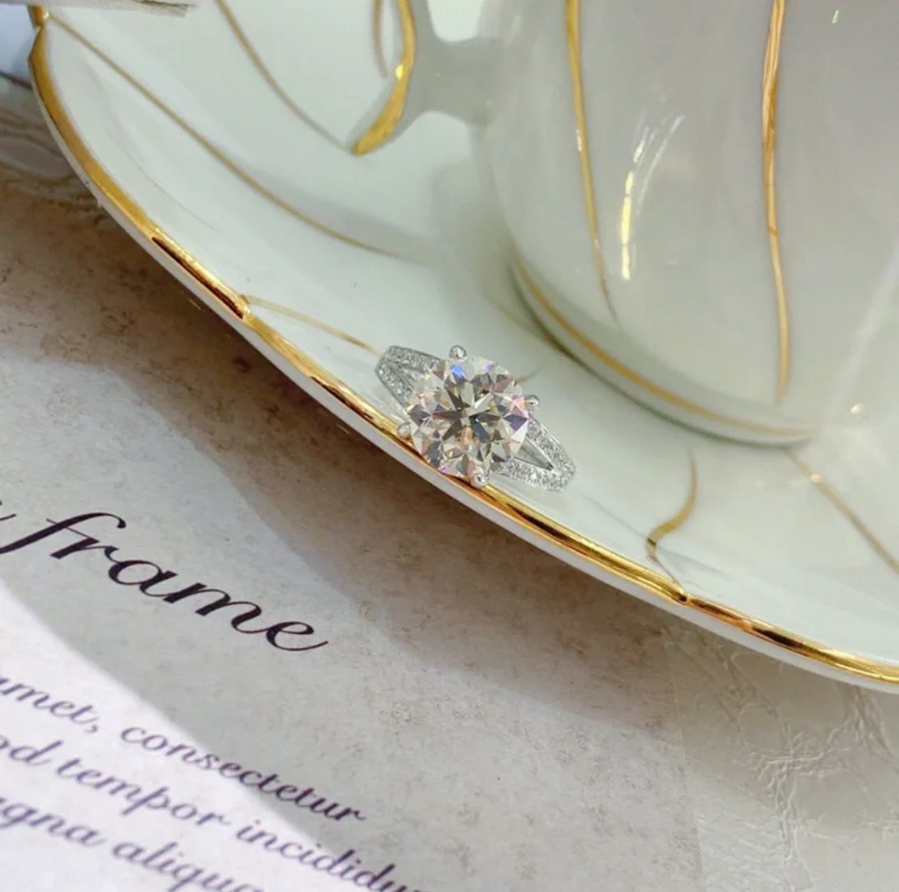 Adjustable Geometric Moissanite Open Ring