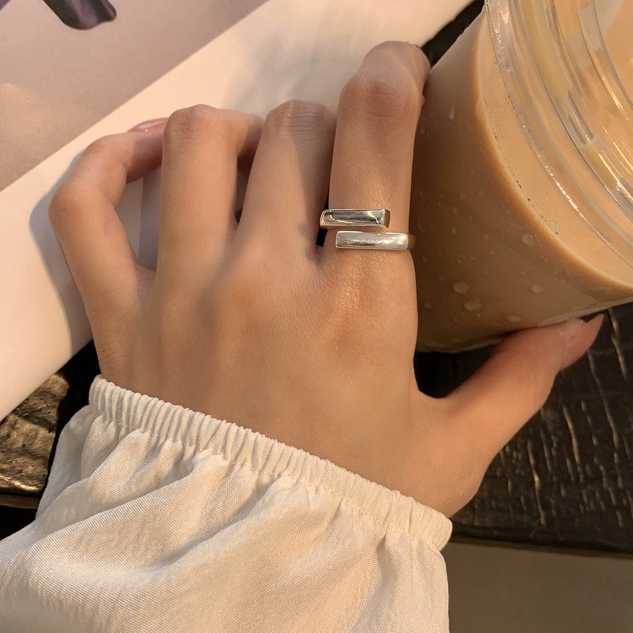 Adjustable Geometric Open Ring
