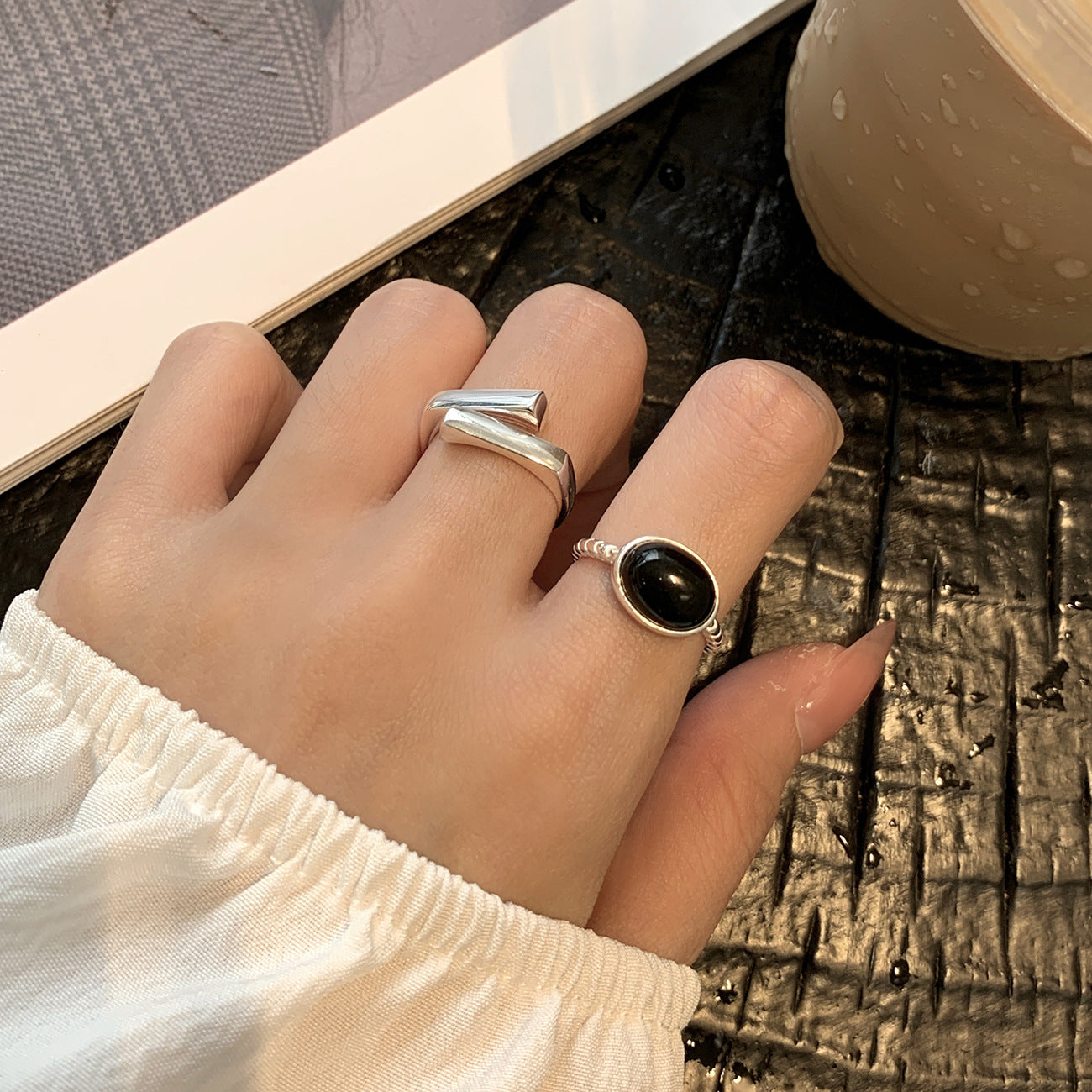 Adjustable Geometric Open Ring