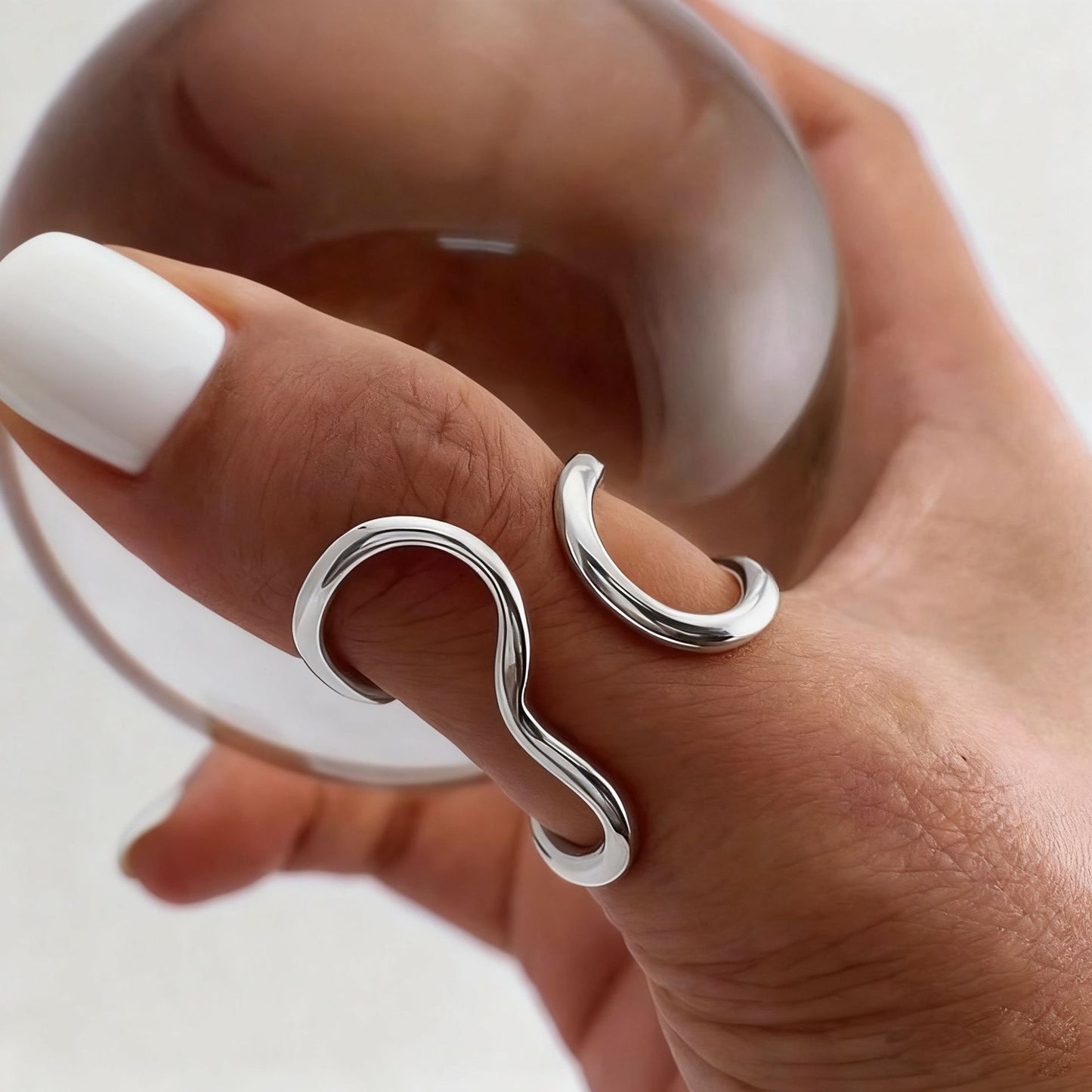 Adjustable Geometric Open Ring Gold Plated Stainless Steel Jewelry