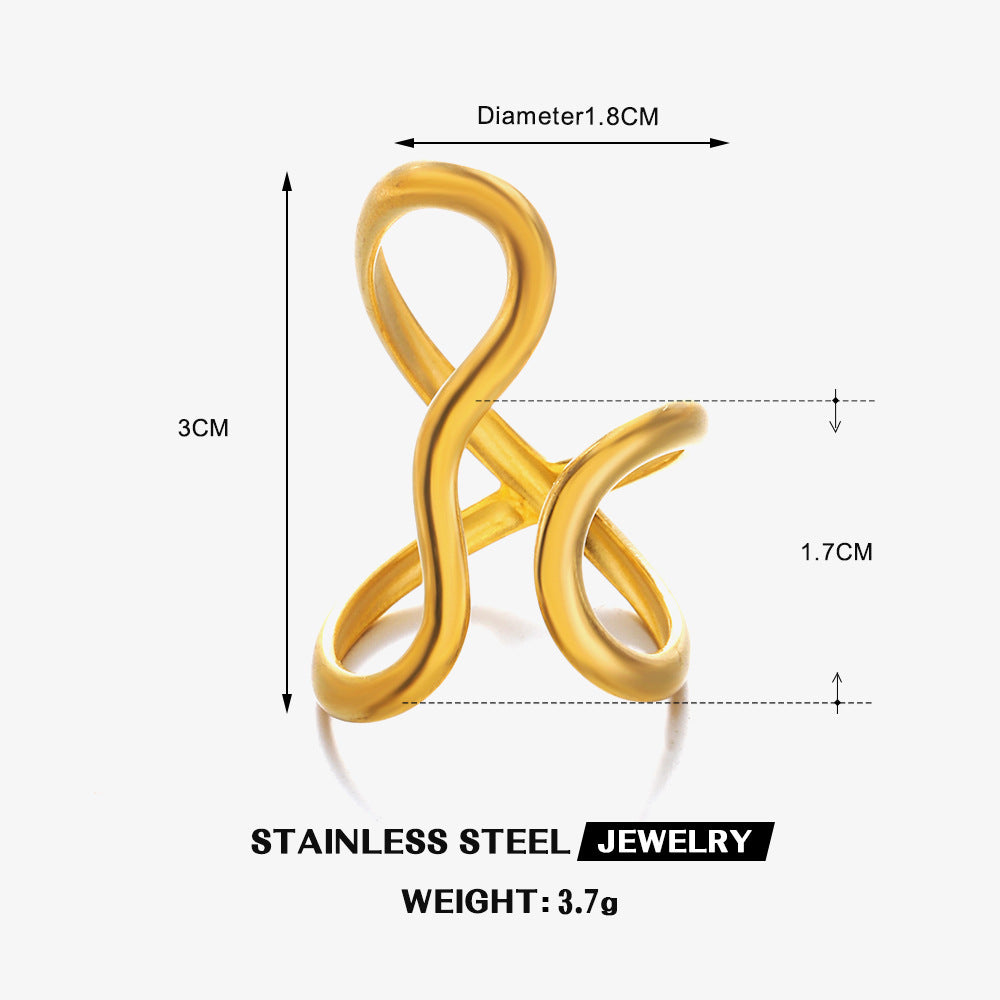 Adjustable Geometric Open Ring Gold Plated Stainless Steel Jewelry