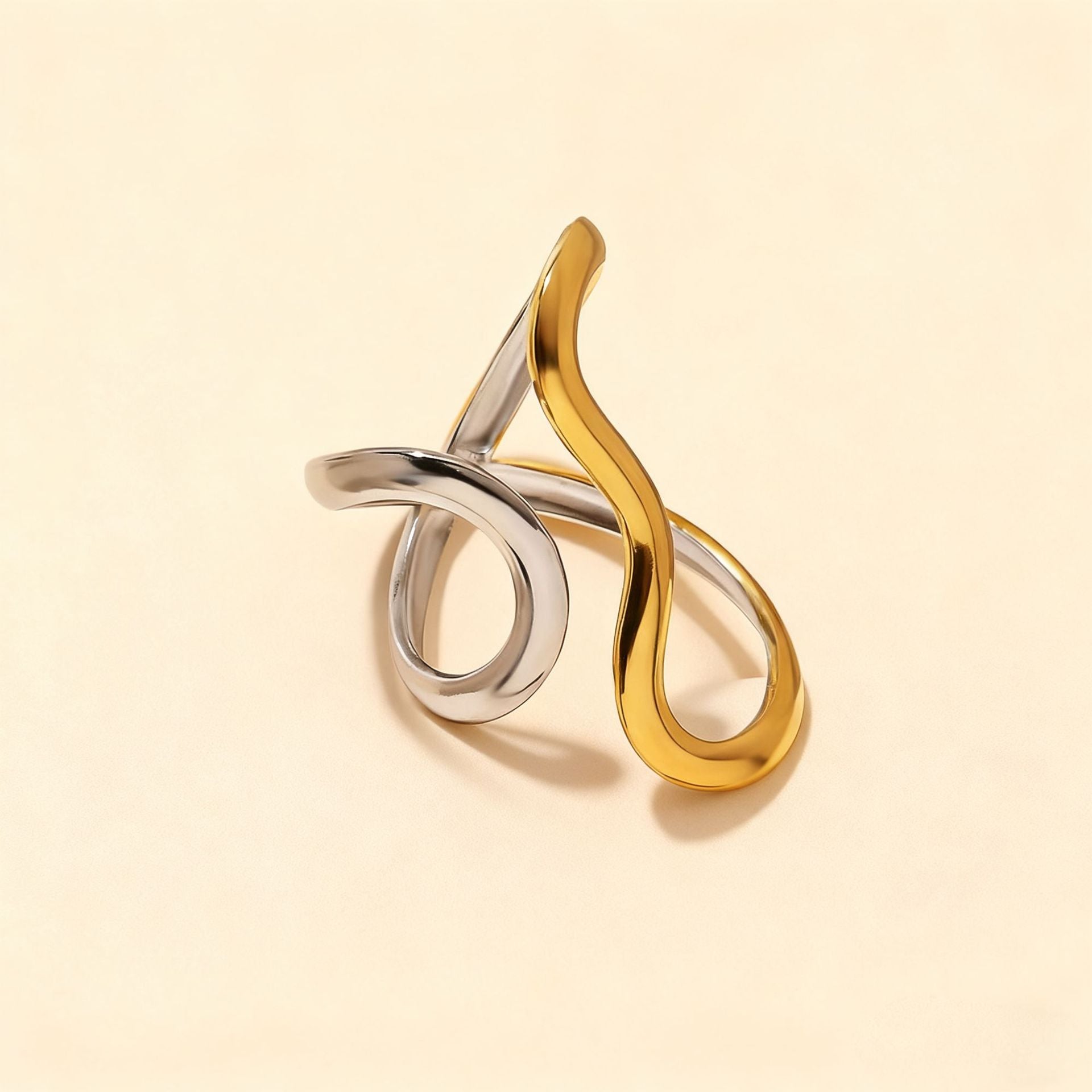 Adjustable Geometric Open Ring Gold Plated Stainless Steel Jewelry