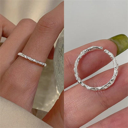 Adjustable Geometric Open Ring in Sterling Silver
