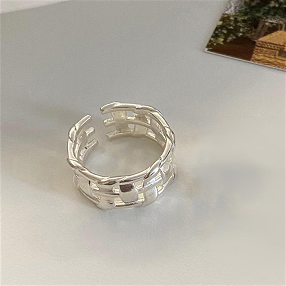 Adjustable Geometric Open Ring in Sterling Silver