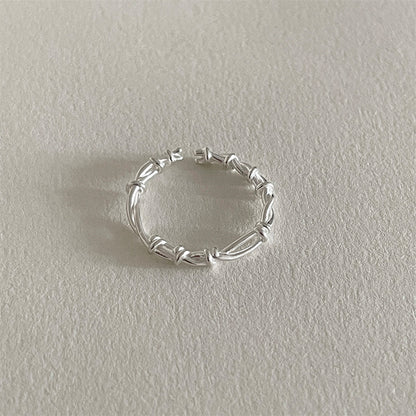 Adjustable Geometric Open Ring in Sterling Silver
