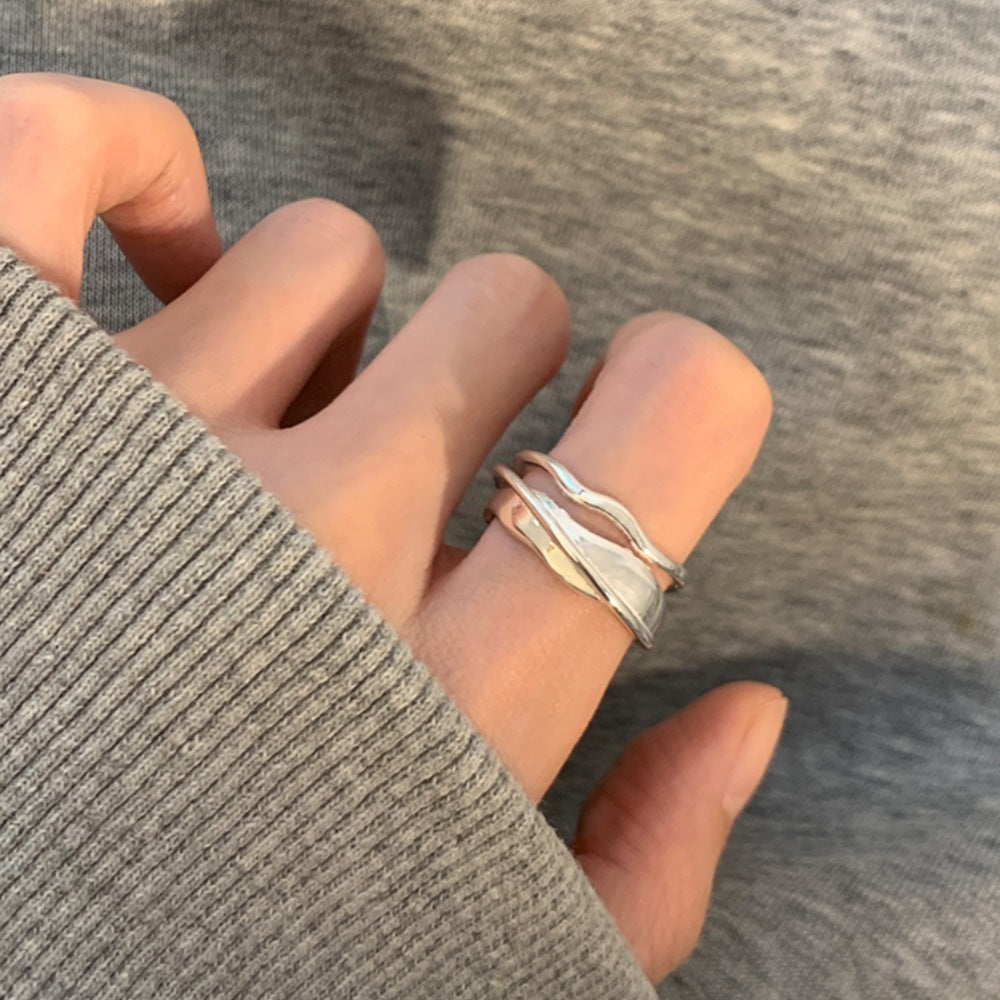 Adjustable Geometric Open Ring in Sterling Silver