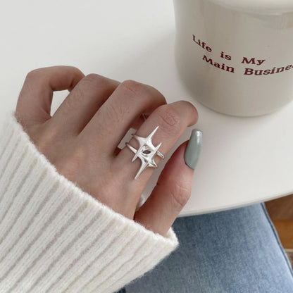 Adjustable Geometric Open Ring in Sterling Silver