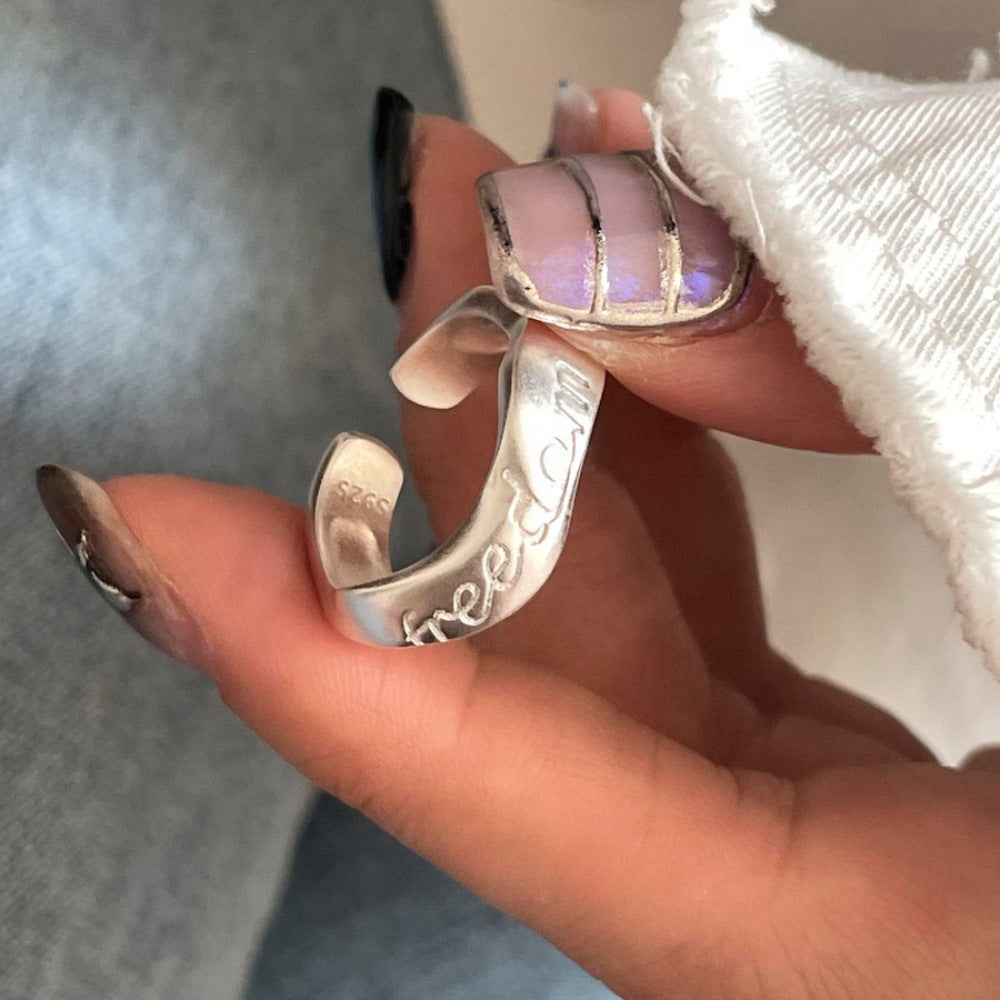Adjustable Geometric Open Ring in Sterling Silver