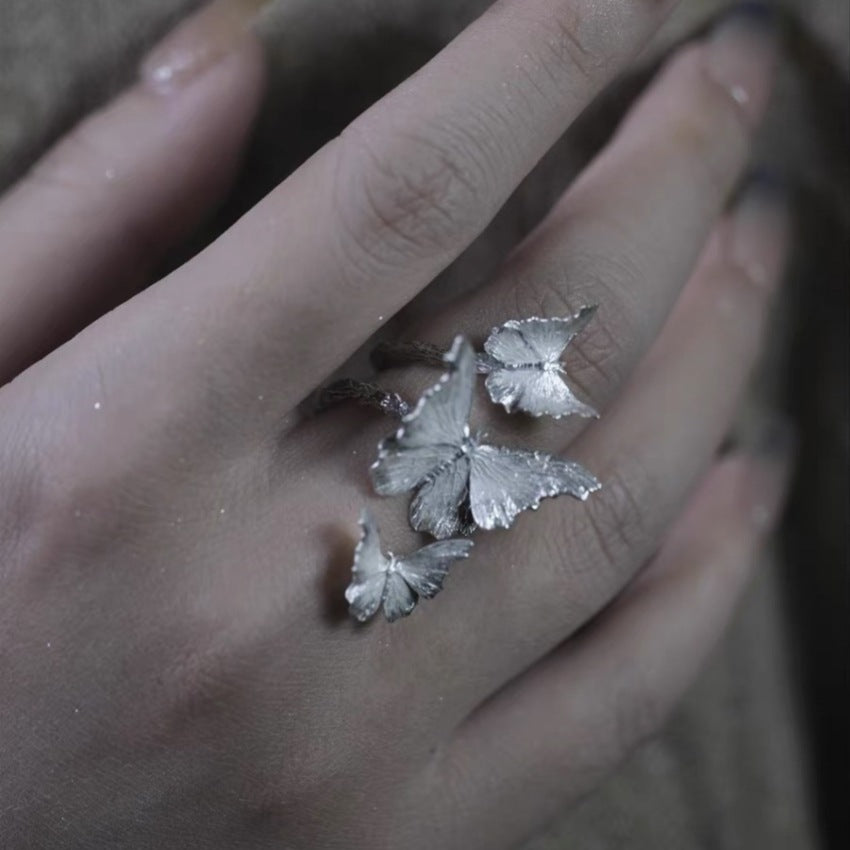 Adjustable Geometric Open Ring in Sterling Silver