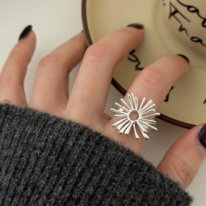 Adjustable Geometric Open Ring in Sterling Silver