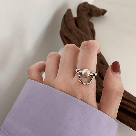 Adjustable Geometric Sterling Silver Ring