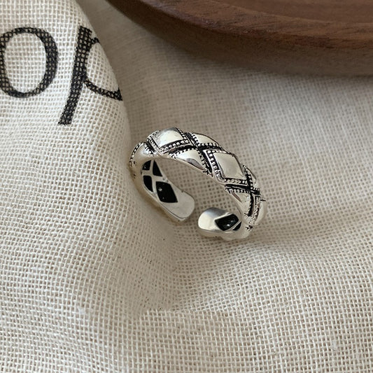 Adjustable Geometric Sterling Silver Ring