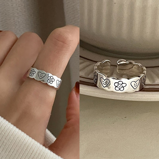 Adjustable Geometric Sterling Silver Ring