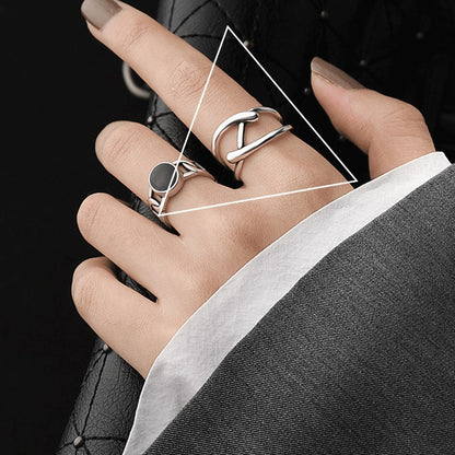 Adjustable Geometric Sterling Silver Ring