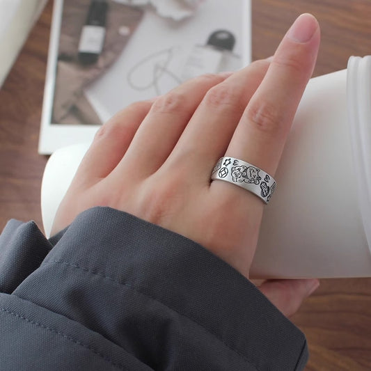 Adjustable Geometric Sterling Silver Ring