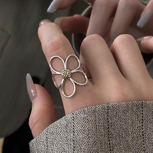 Adjustable Geometric Sterling Silver Ring