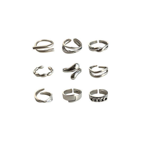 Adjustable Geometric Sterling Silver Ring