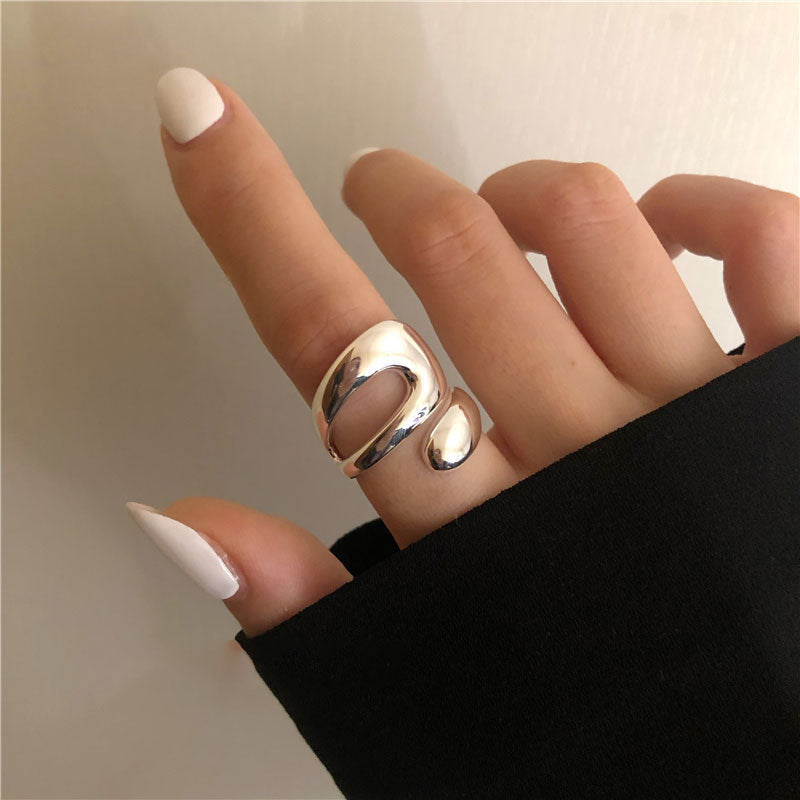 Adjustable Geometric Sterling Silver Ring