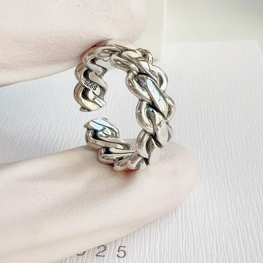 Adjustable Geometric Sterling Silver Ring
