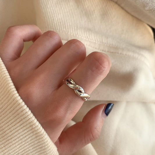 Adjustable Geometric Sterling Silver Ring
