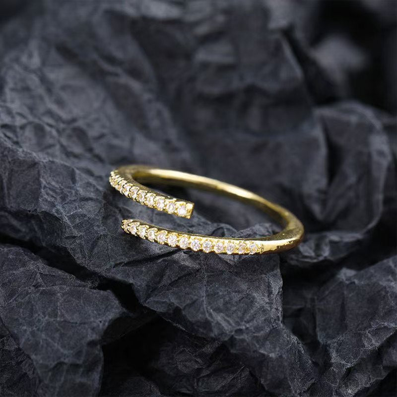 Adjustable Geometric Zircon Open Ring