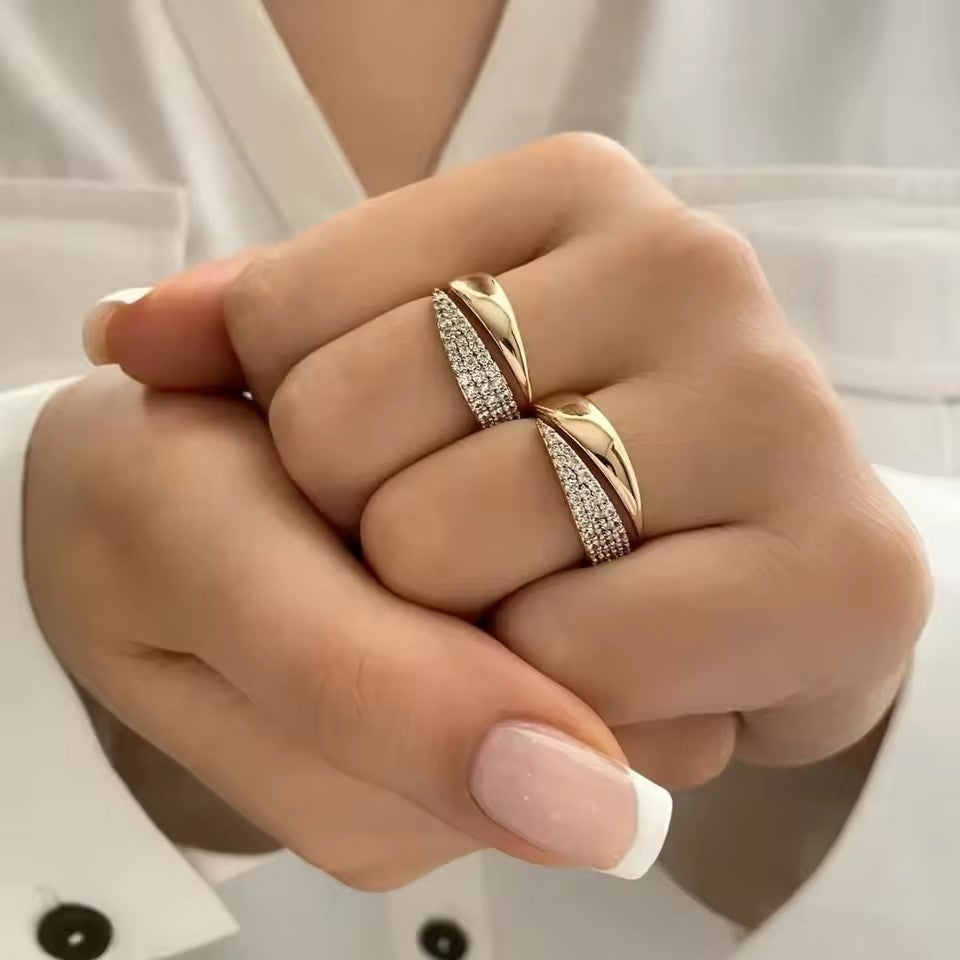 Adjustable Geometric Zircon Ring