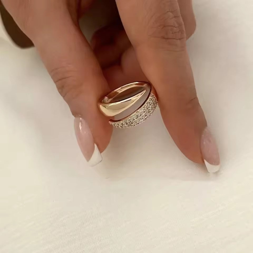 Adjustable Geometric Zircon Ring