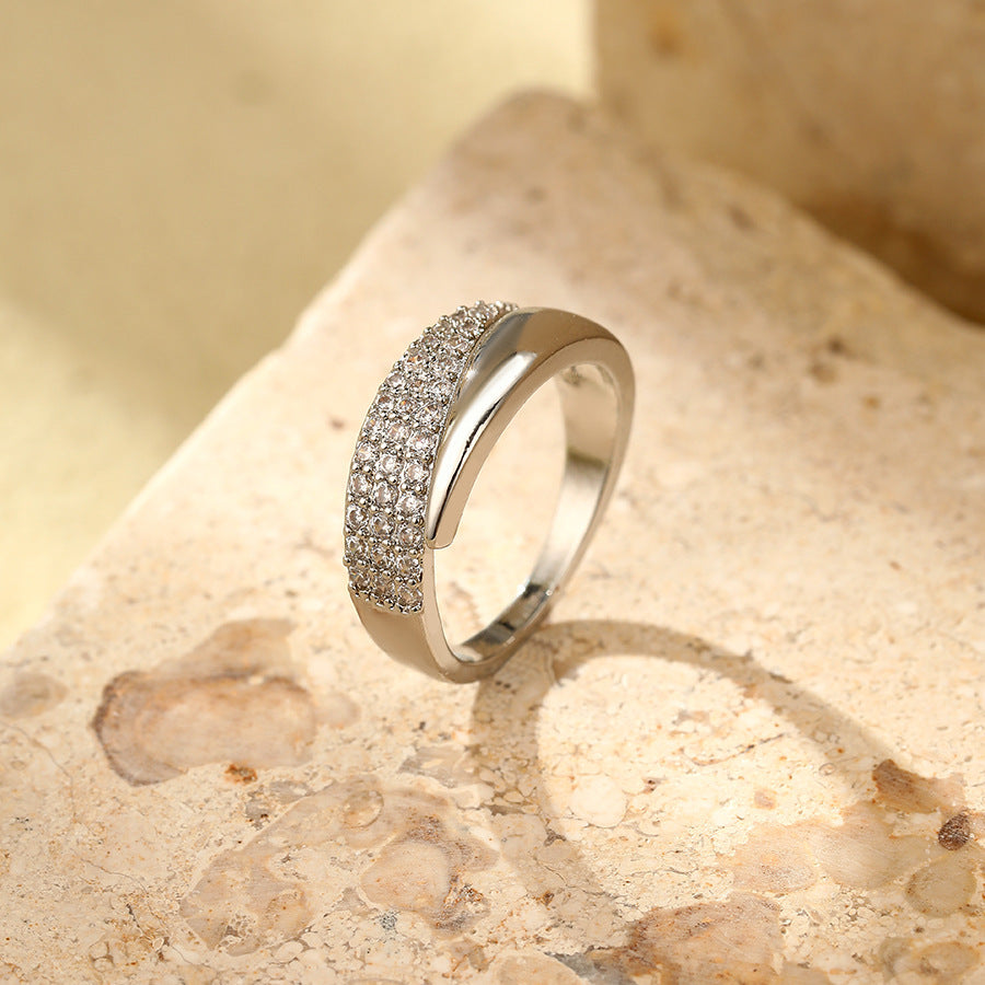 Adjustable Geometric Zircon Ring