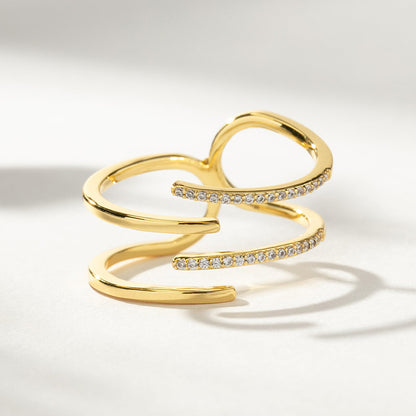 Adjustable Geometric Zircon Sterling Silver Ring
