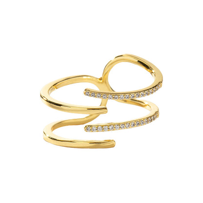 Adjustable Geometric Zircon Sterling Silver Ring