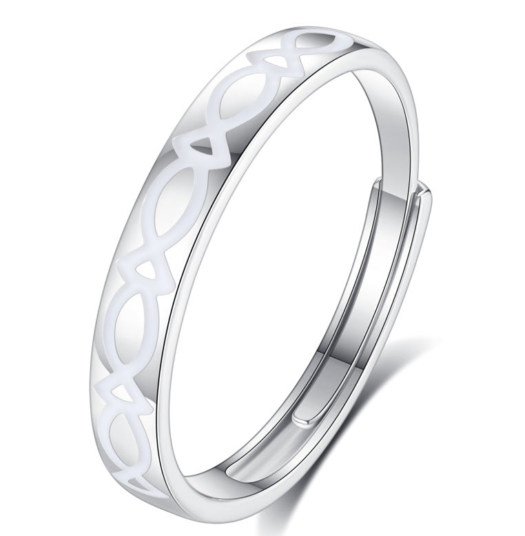 Adjustable Glow Star Moon Sterling Silver Ring