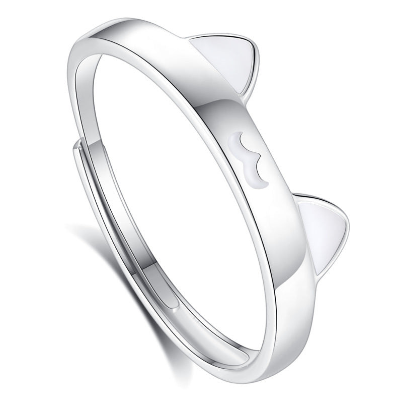 Adjustable Glow Star Moon Sterling Silver Ring
