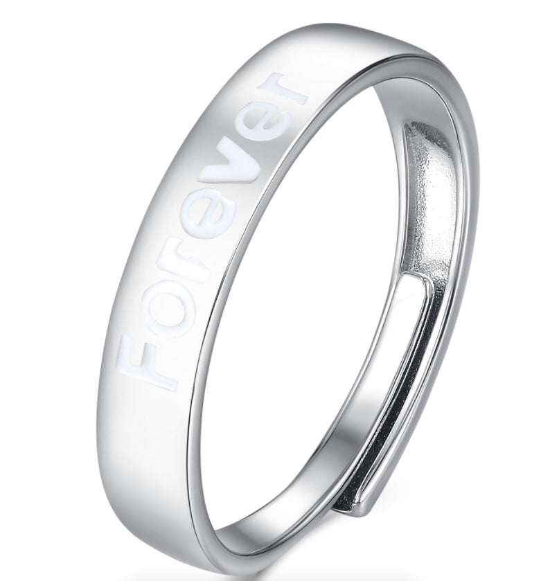 Adjustable Glow Star Moon Sterling Silver Ring