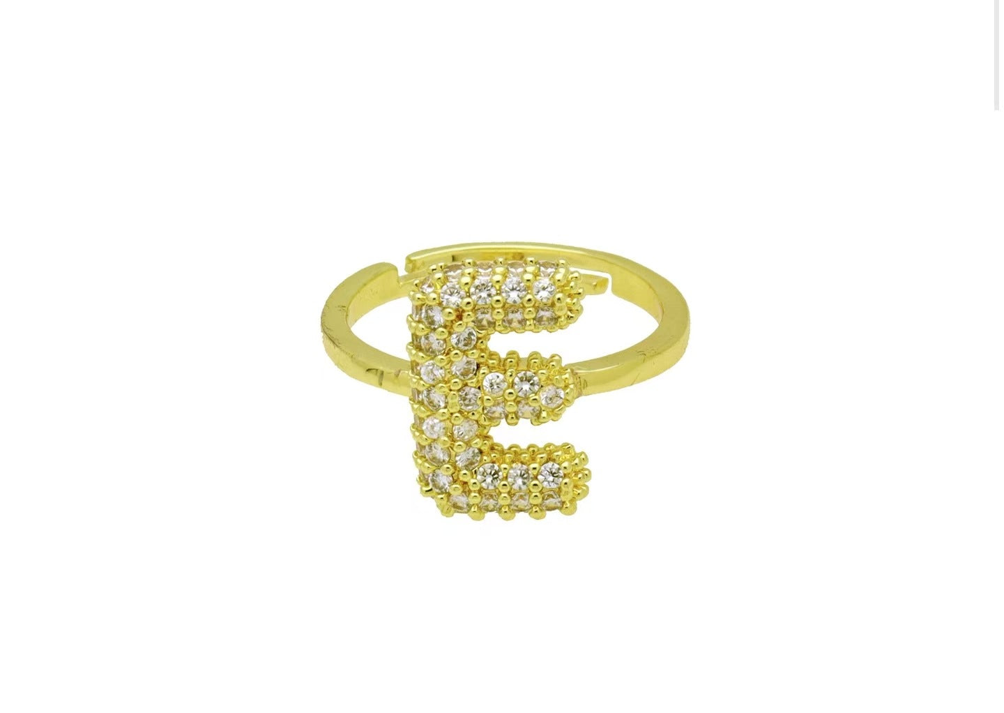 Adjustable Gold Plated Brass Alphabet Finger Ring