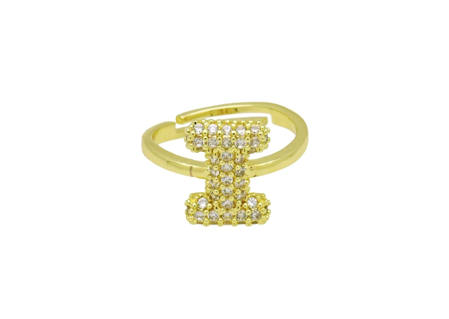 Adjustable Gold Plated Brass Alphabet Finger Ring