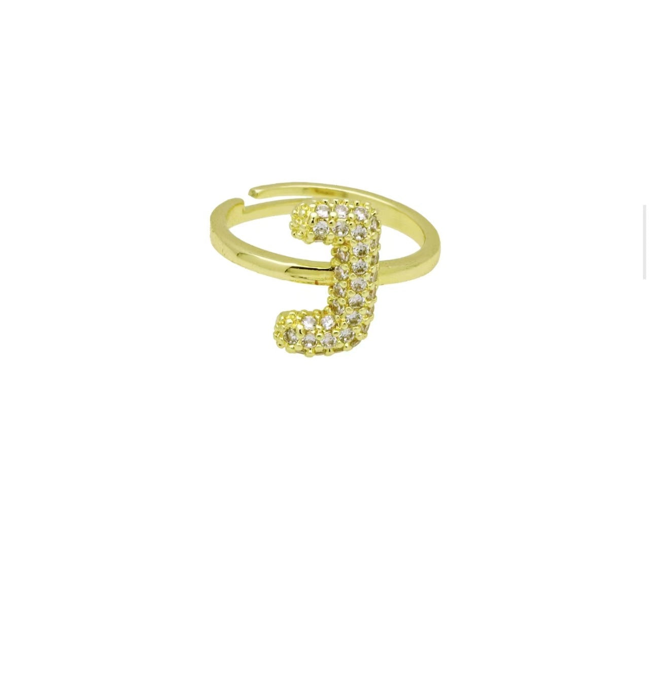 Adjustable Gold Plated Brass Alphabet Finger Ring