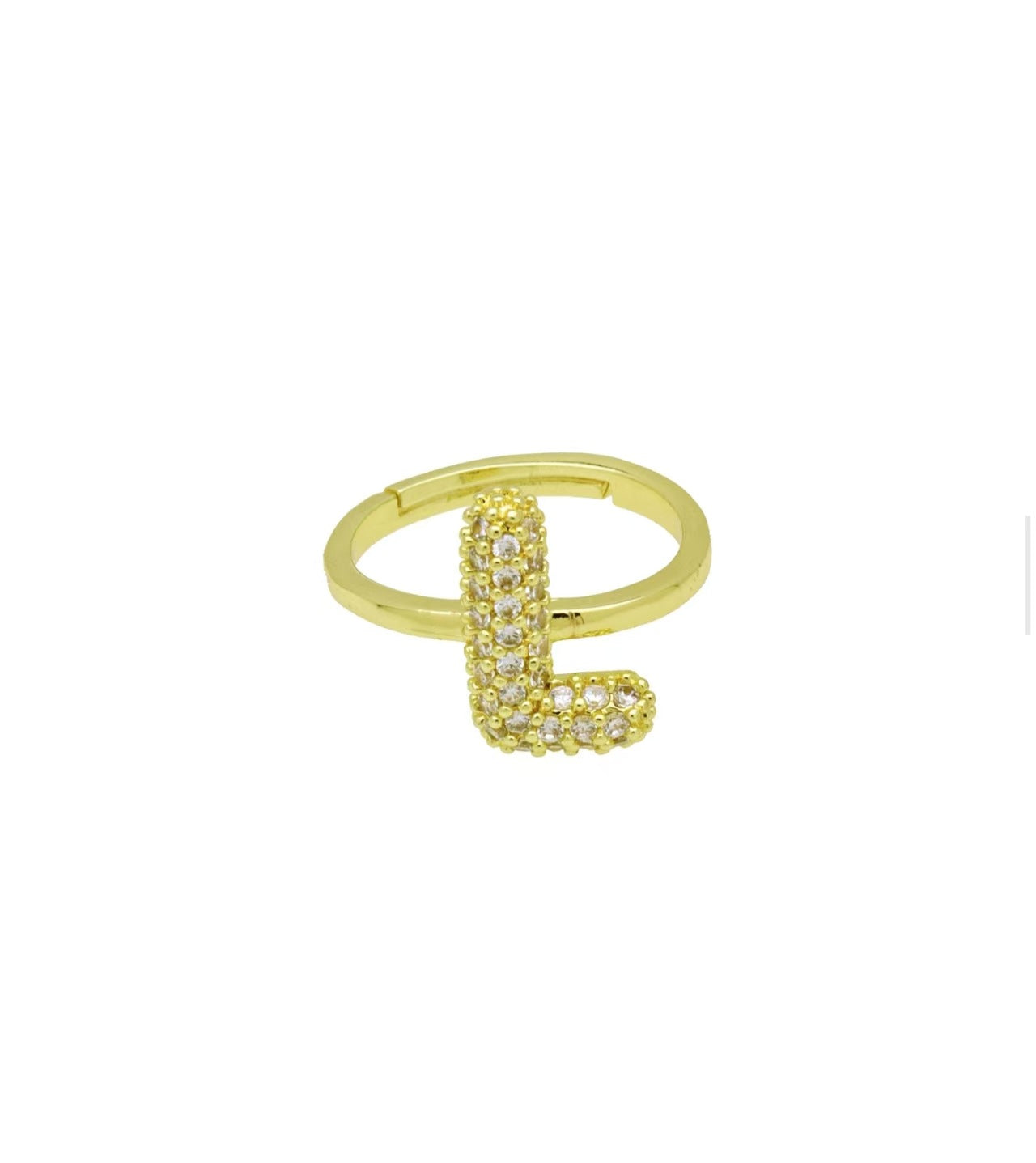 Adjustable Gold Plated Brass Alphabet Finger Ring