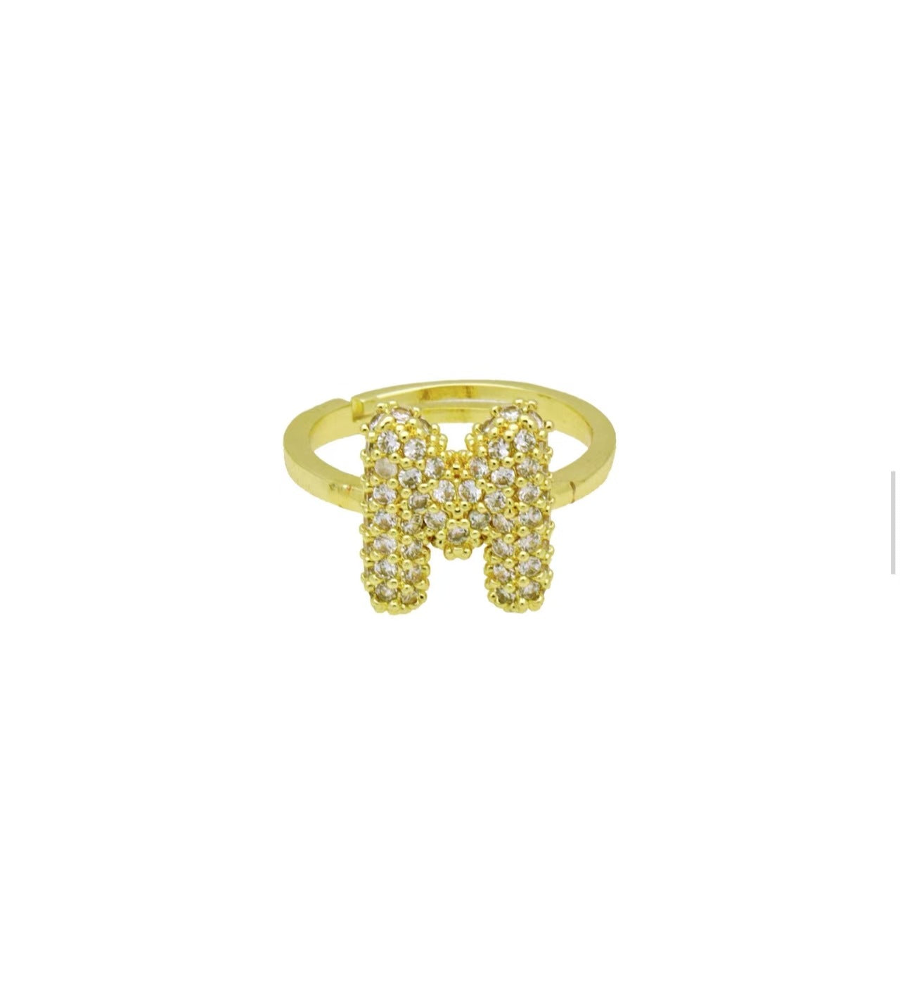 Adjustable Gold Plated Brass Alphabet Finger Ring