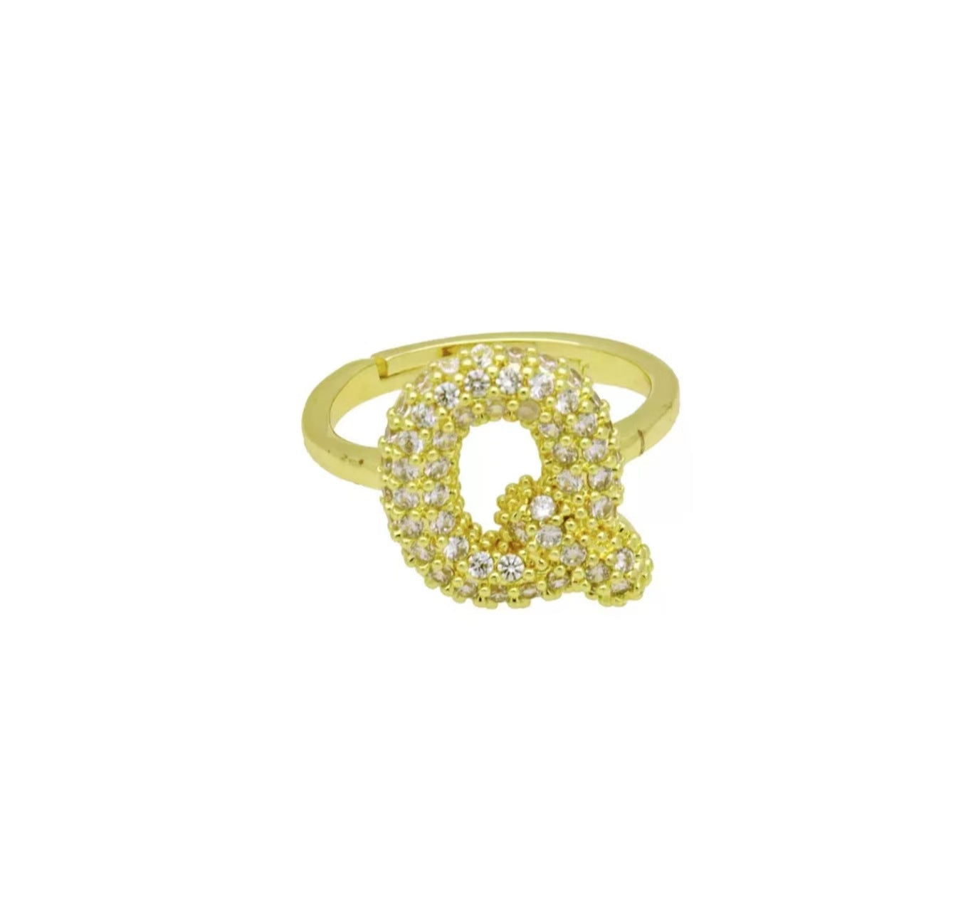 Adjustable Gold Plated Brass Alphabet Finger Ring