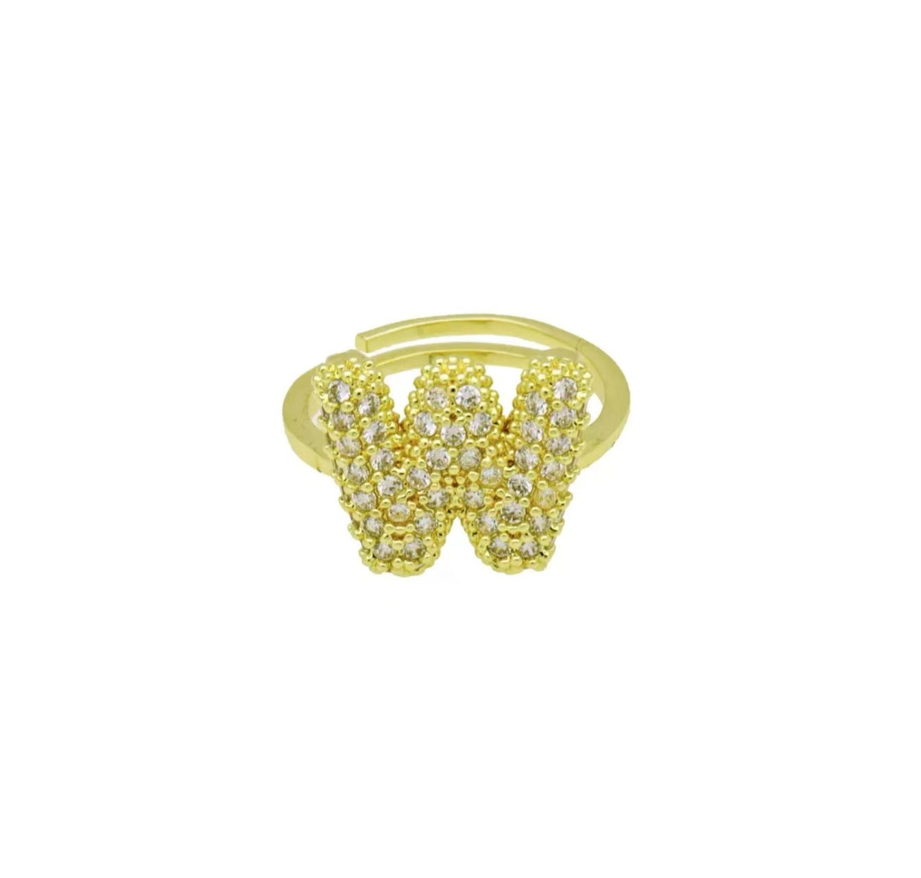 Adjustable Gold Plated Brass Alphabet Finger Ring