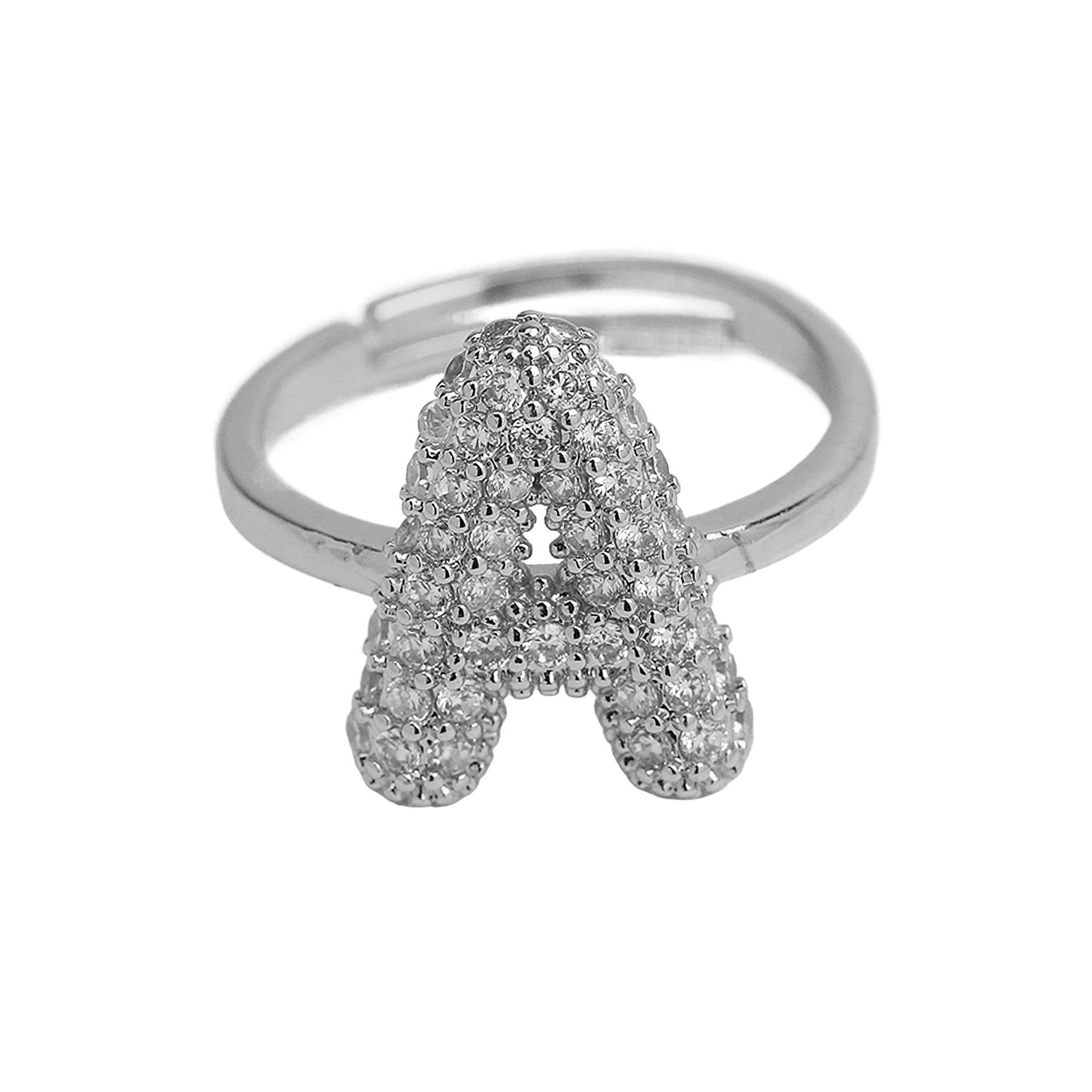 Adjustable Gold Plated Brass Alphabet Finger Ring