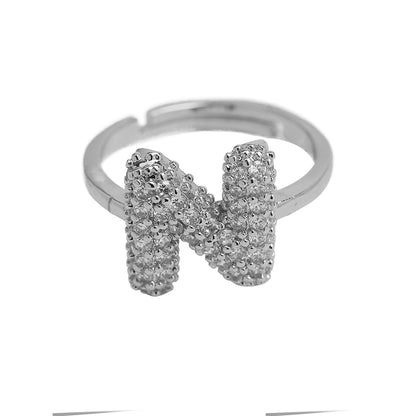 Adjustable Gold Plated Brass Alphabet Finger Ring