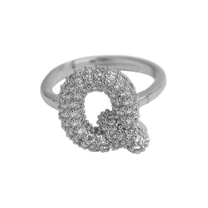 Adjustable Gold Plated Brass Alphabet Finger Ring
