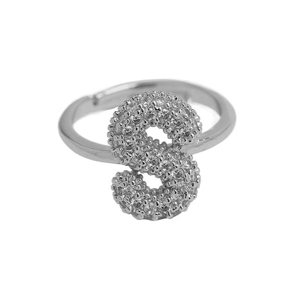 Adjustable Gold Plated Brass Alphabet Finger Ring