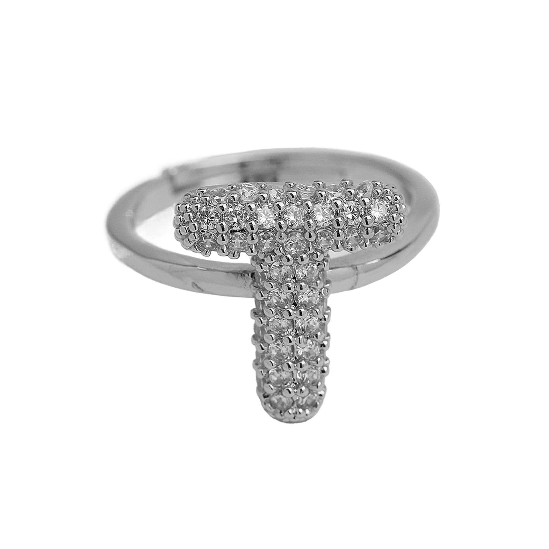 Adjustable Gold Plated Brass Alphabet Finger Ring